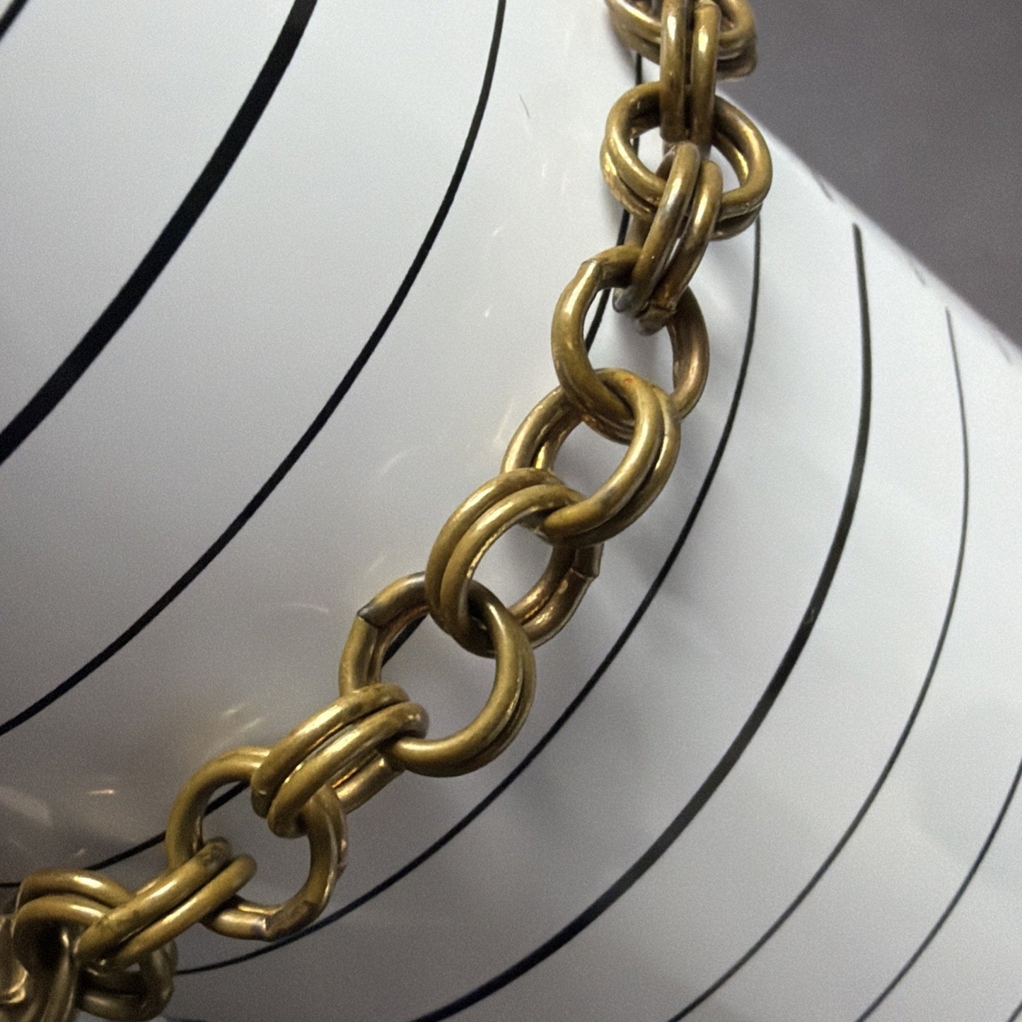 Vintage Lucite Globe Mustard Seed Double Rolo Chain Charm Bracelet