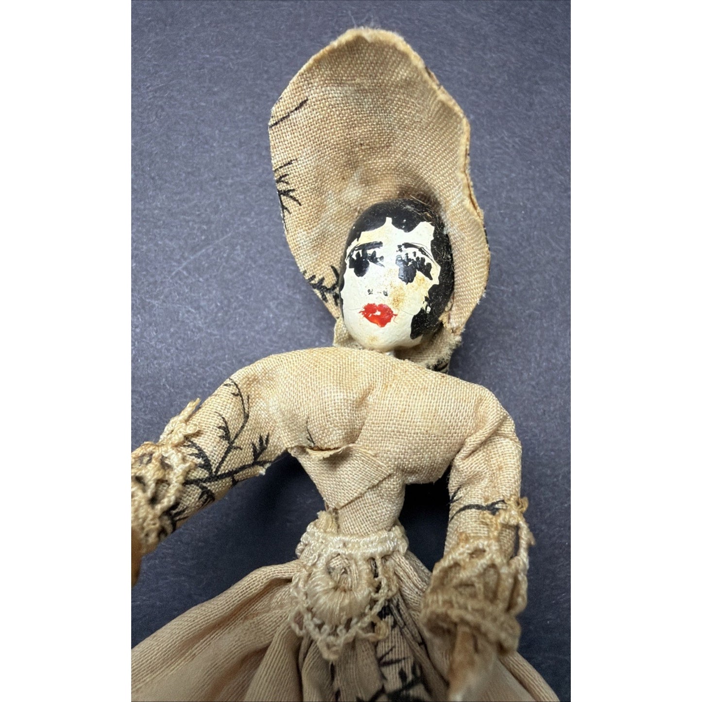 Old Lot of 2 Artist Anna Laura Dolls Women Dresses Hats Victorian As Is Damage