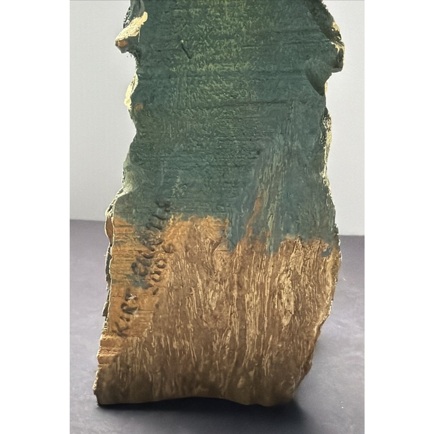 Vintage Kirt Curtis Wood Carved Evergreen Trees Hand Painted 11 inch