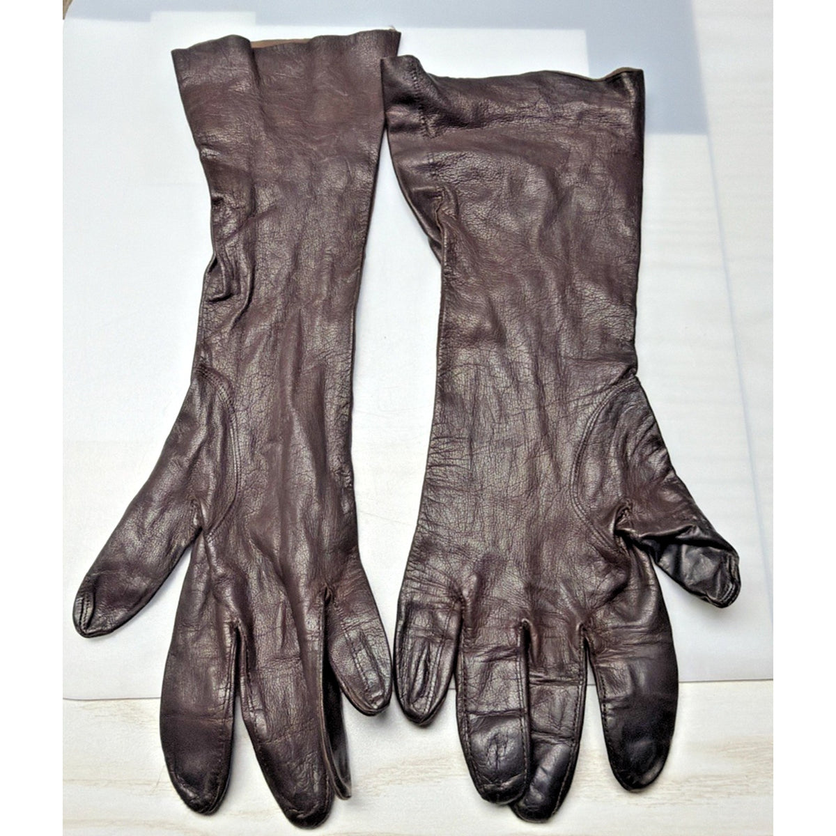 Vintage Launder Leather Brown Gloves Washable Table Cut Size 7.5 As Is