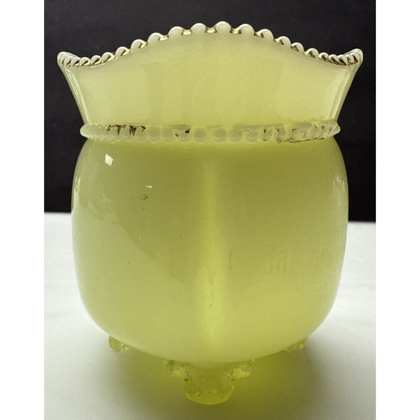 EAPG Tarentum Glass Georgia Gem Opaque Custard Toothpick Matchstick Holder Bead