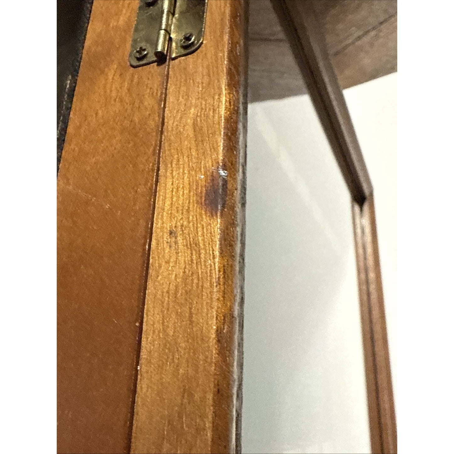 Vtg Wood Cabinet Display Collectible 24 Spoon Case Glass Buckle Clasp Lock As Is