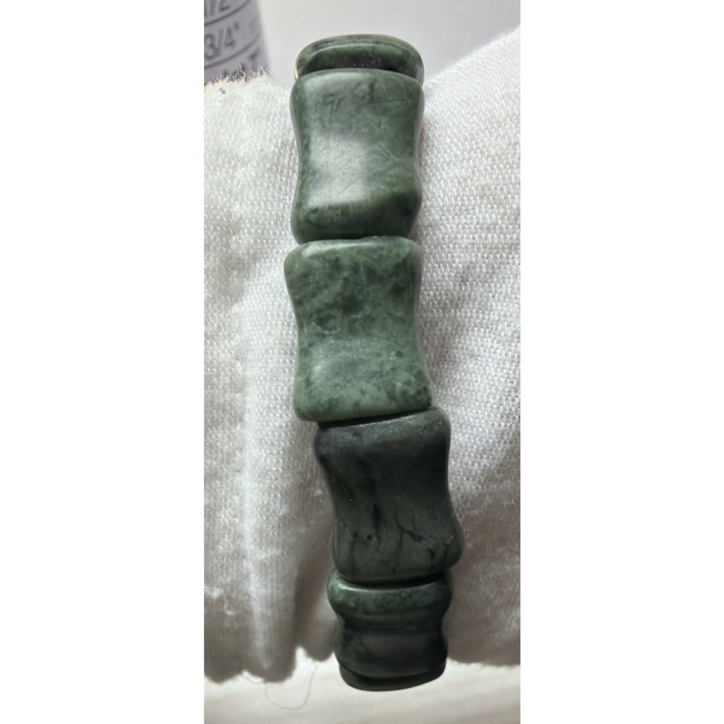 Natural Nephrite Jade Serpentine Stretch Bracelet Good Luck Bamboo Bone Read
