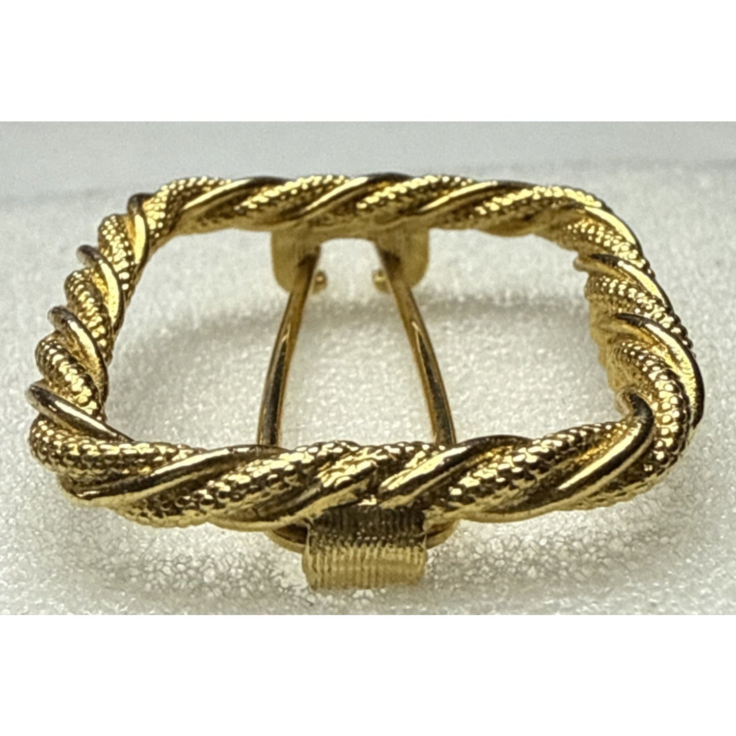 Vintage Twisted Rope Gold Tone Metal Hair Barrette Square
