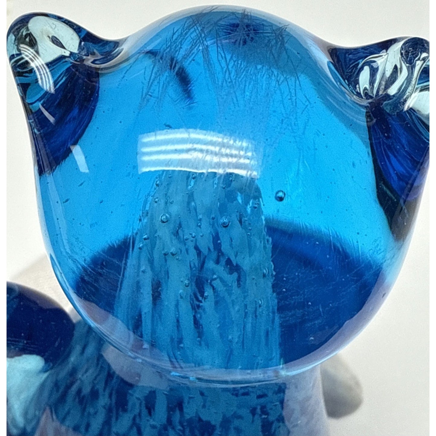 Vtg Altaglass Blue Mottled Layered Glass Cat Figurine Medicine Hat As-Is