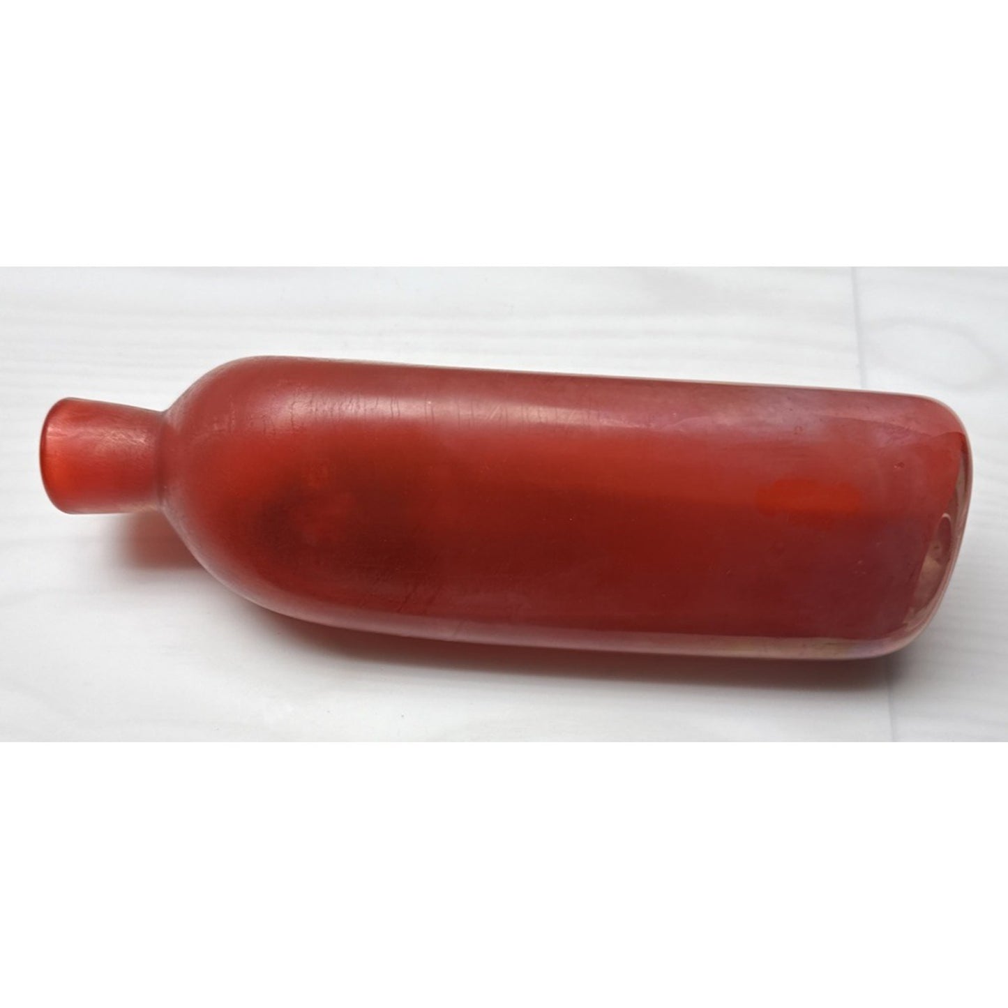 Murano Paolo Venini Velati Bottiglie Incised Triangular Bottle Red Orange As-Is