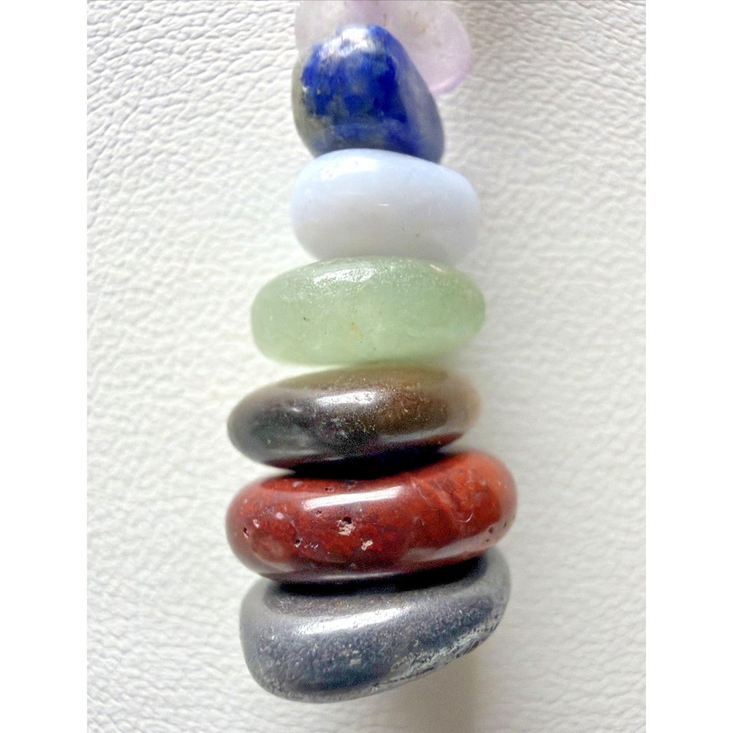 Vtg Semi Precious Stacked Stone Pendant Sterling Silver 18 Inch Chain Necklace