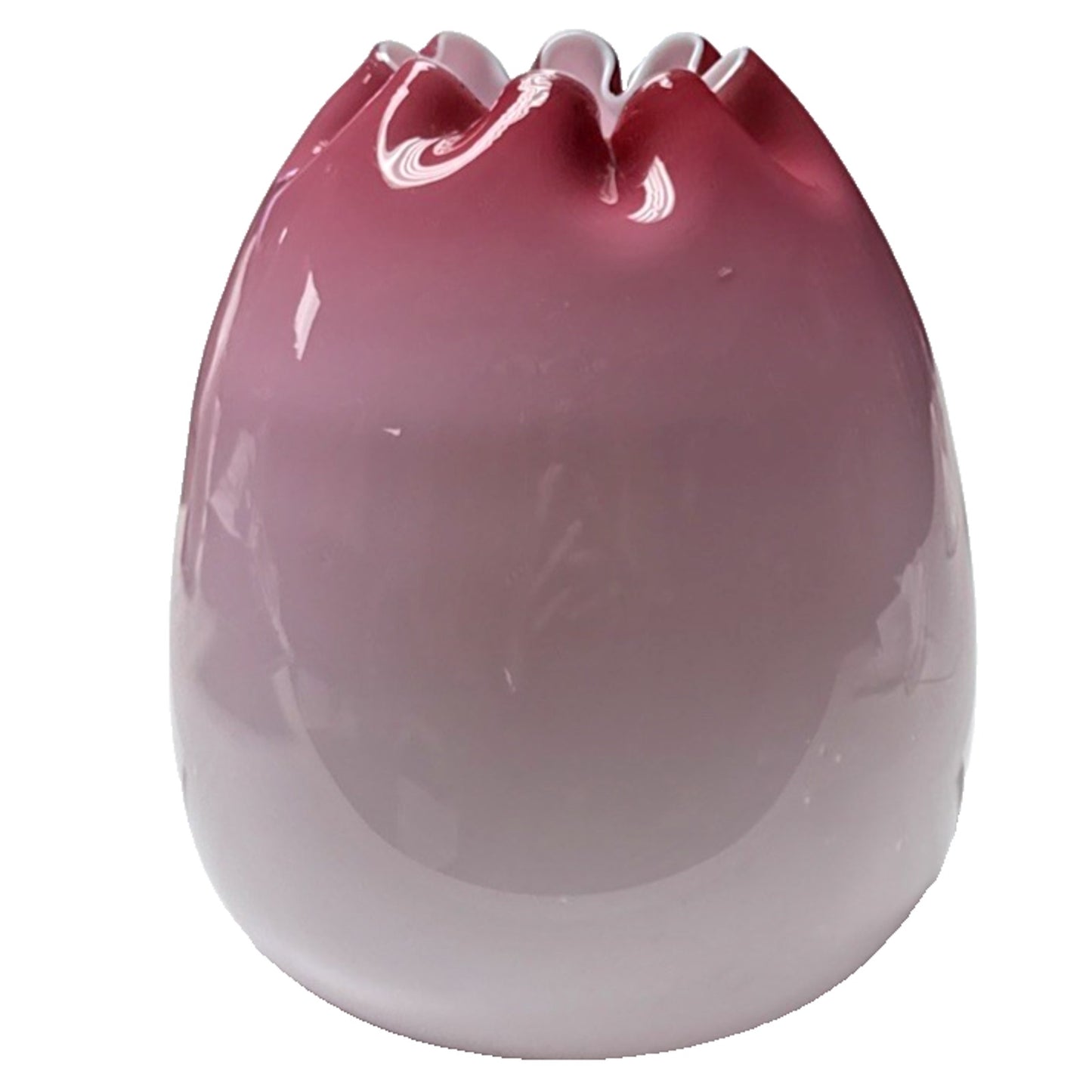 Victorian Stevens Williams Cased Peachblow Vase Crimped Edge Melon