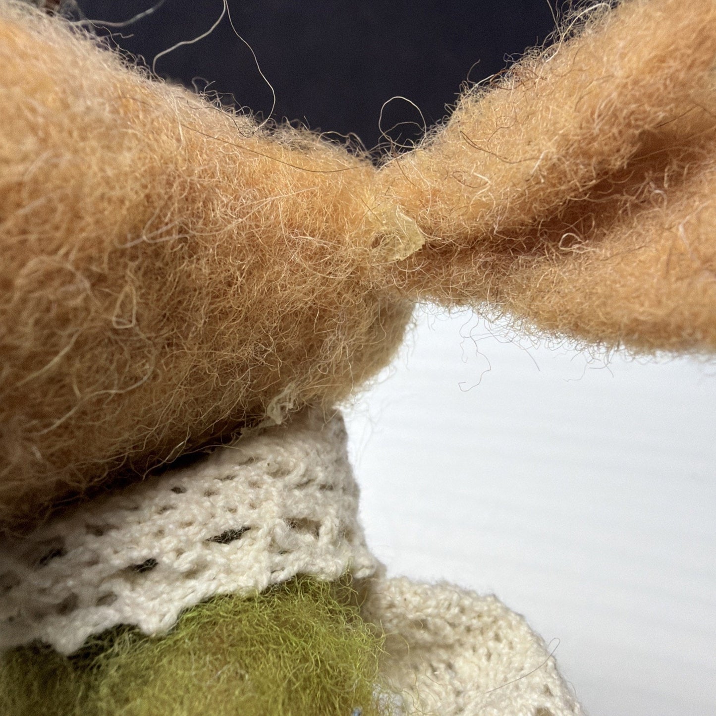 Felt Plush Christmas Moose Standing Green Sweater Lace Scarf Leggings As Is