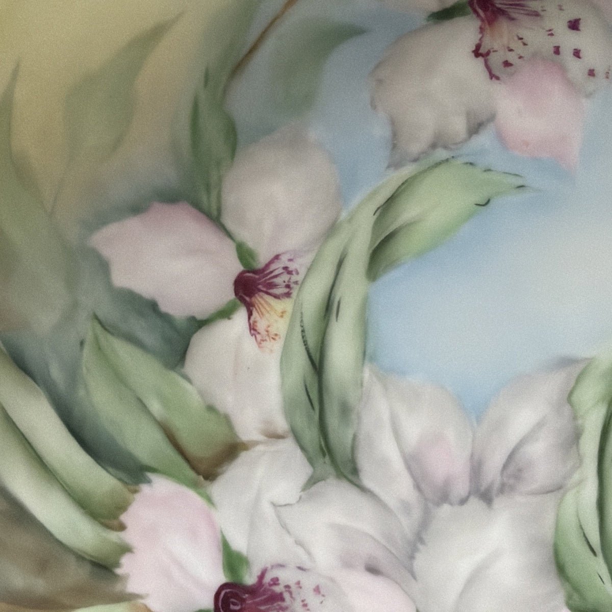 Antique Rosenthal Bavaria Hand Painted Lily Flower Plate Signed Gates Pink Green