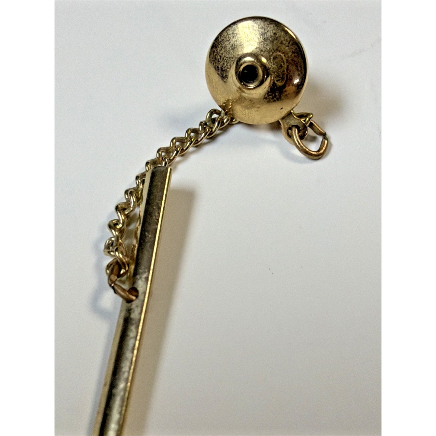 Vintage Pierre Cardin Square Black Lined Gold Tone Tie Bar Pin Tack