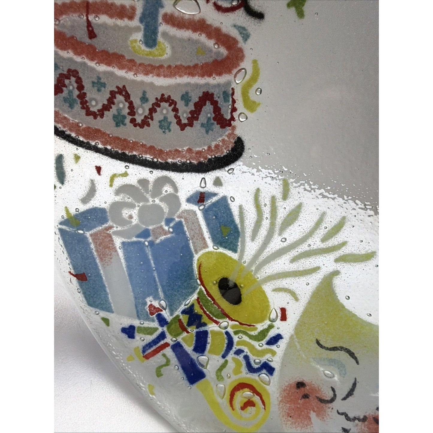 Peggy Karr Fused Art Glass Platter Celebration Comedy Tragedy Masks 14"