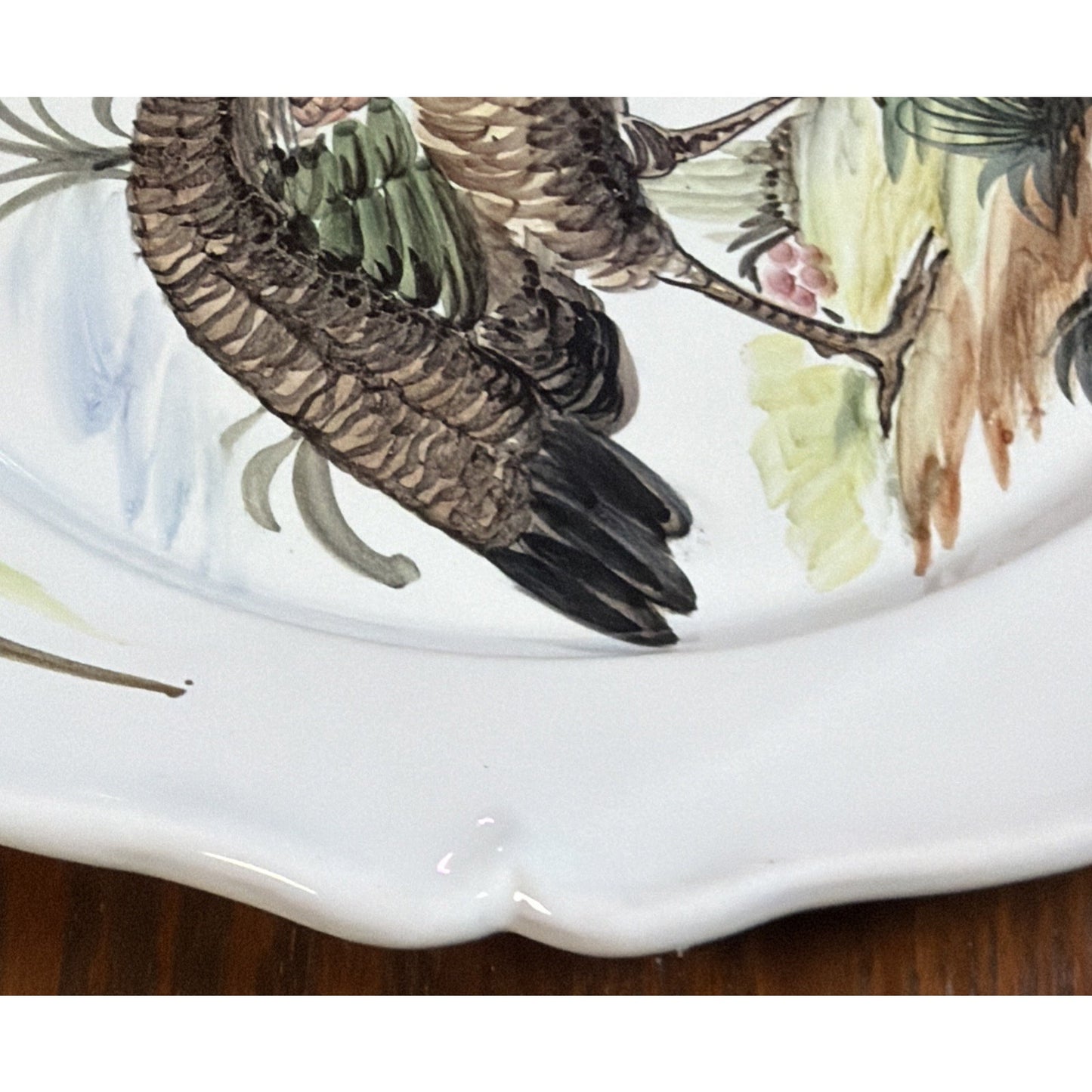 Italy Majolica Pottery Plate Hand Painted Turkey Porcelain Glazed Signed As Is