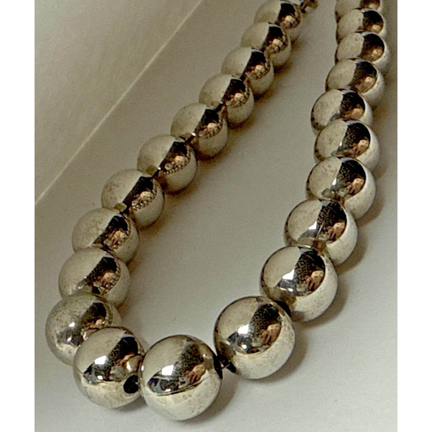 Vintage Vendome Jewelry Silver Ball Bead Necklace Chain Adjustable