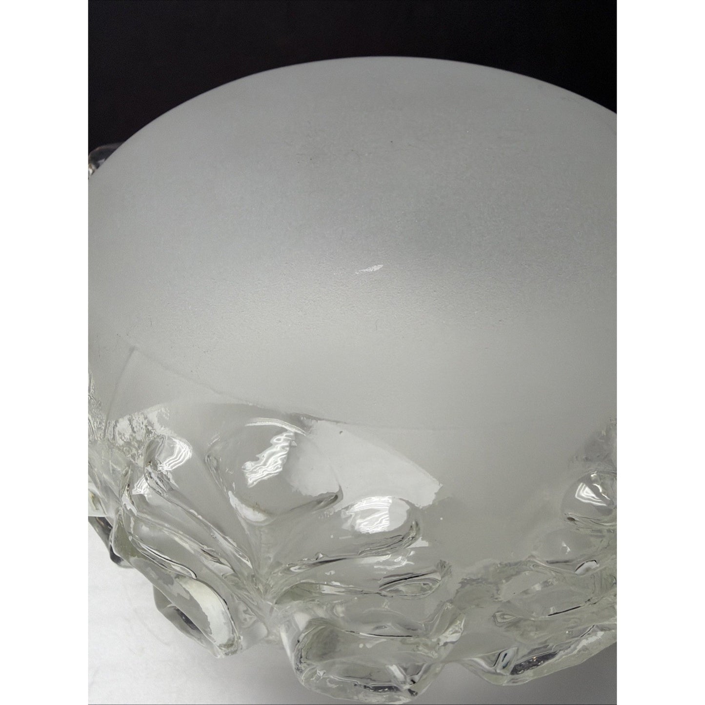 Hollywood Regency Glass Ceiling Light Lamp Globe Shade Satin Ornate Puffy As Is