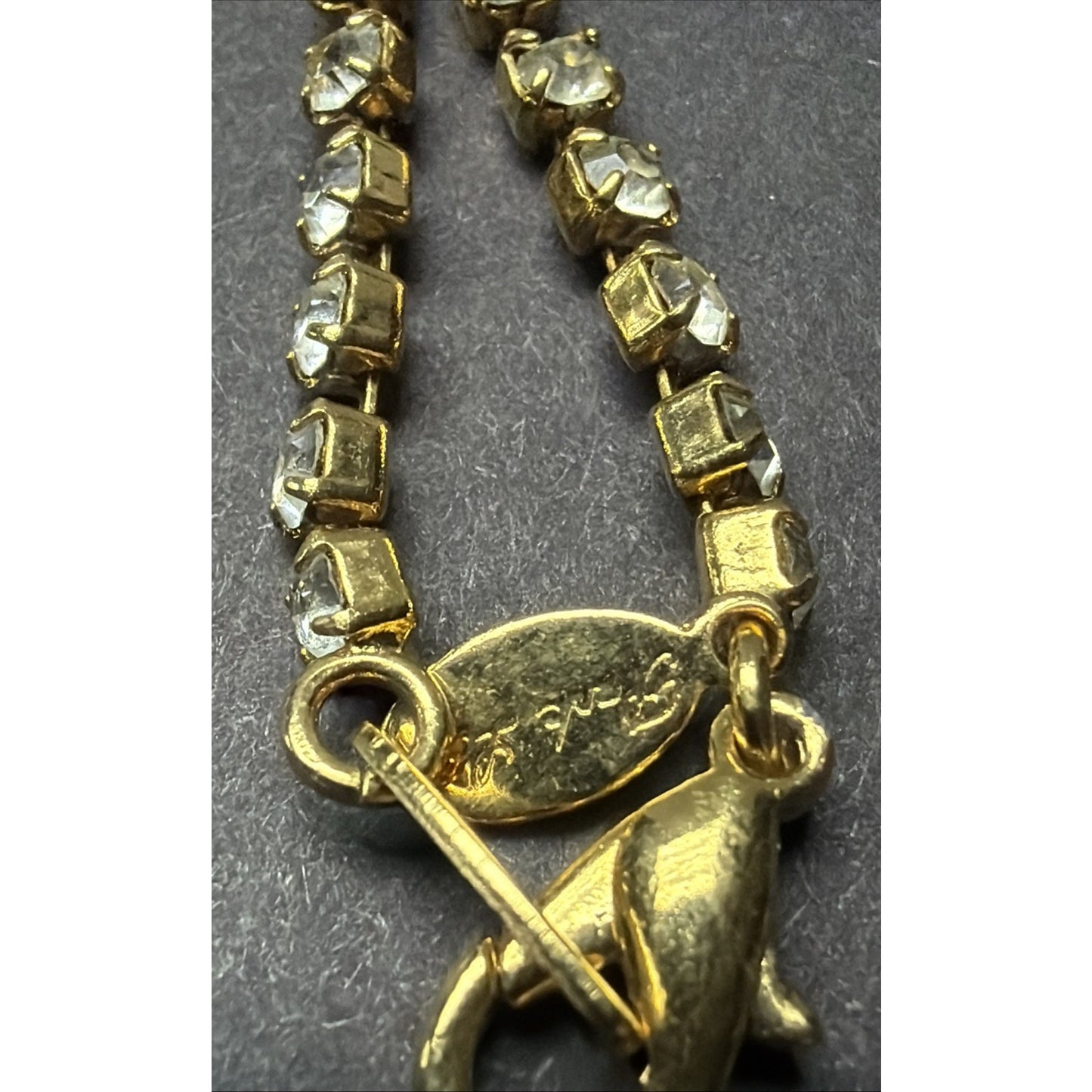 Vintage Park Lane Gold Tone Faceted Rhinestone Tennis Bracelet 7.25”