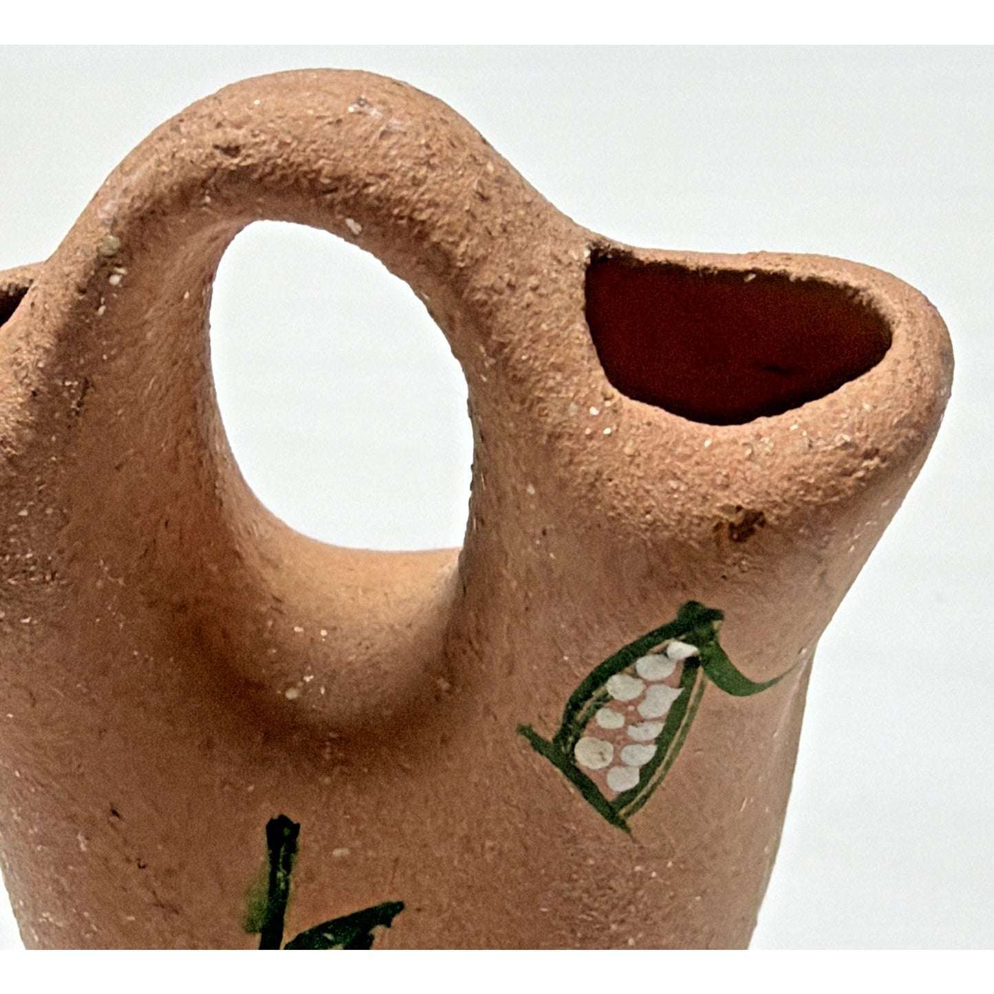 Vintage Micaceous Clay Pottery Mini Wedding Vase Hand Painted