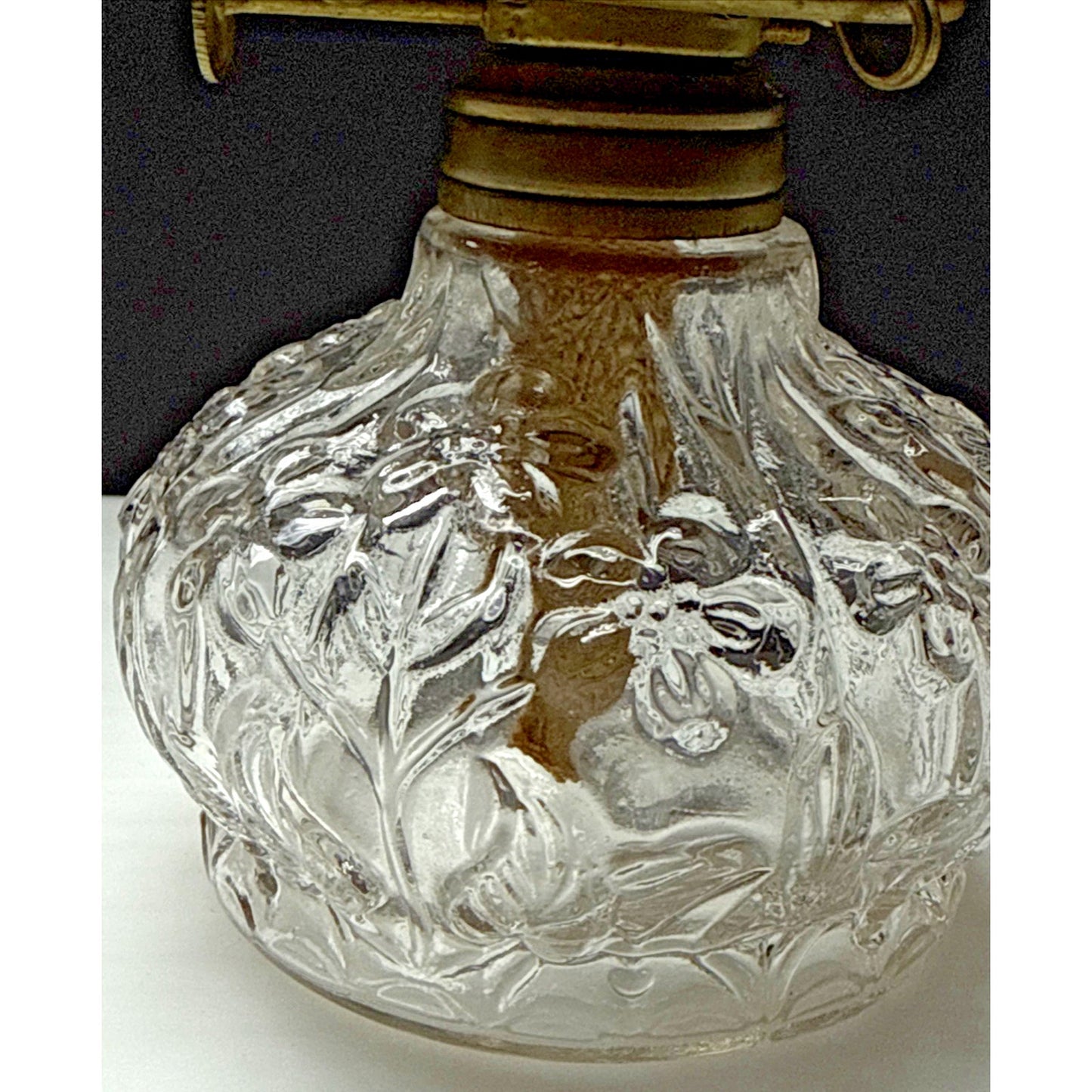 Antique EAPG Plume Atwood Triple Flower Forget Me Not Mini Oil Lamp Eagle Mfg Co