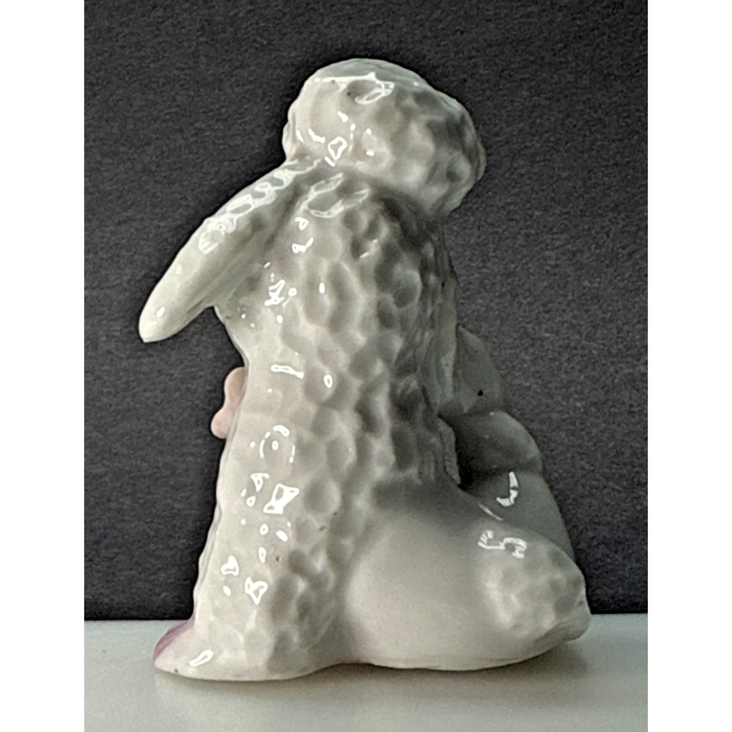 Vintage Anthropomorphic Poodle Dog Puppy Figurine Pink Bow Porcelain