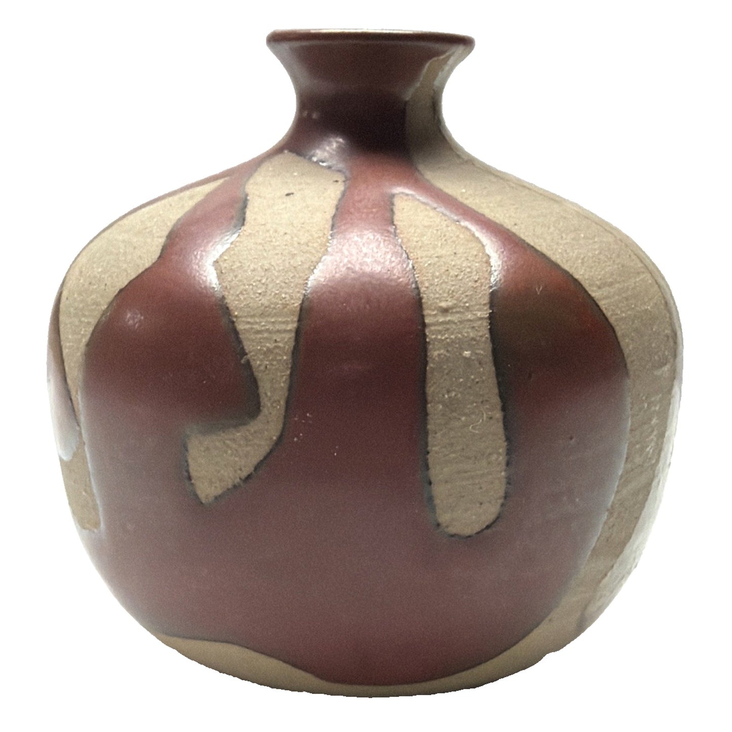 Mid Century OMC Japan Pottery Weed Pot Vase Mini Glazed Abstract Stripes