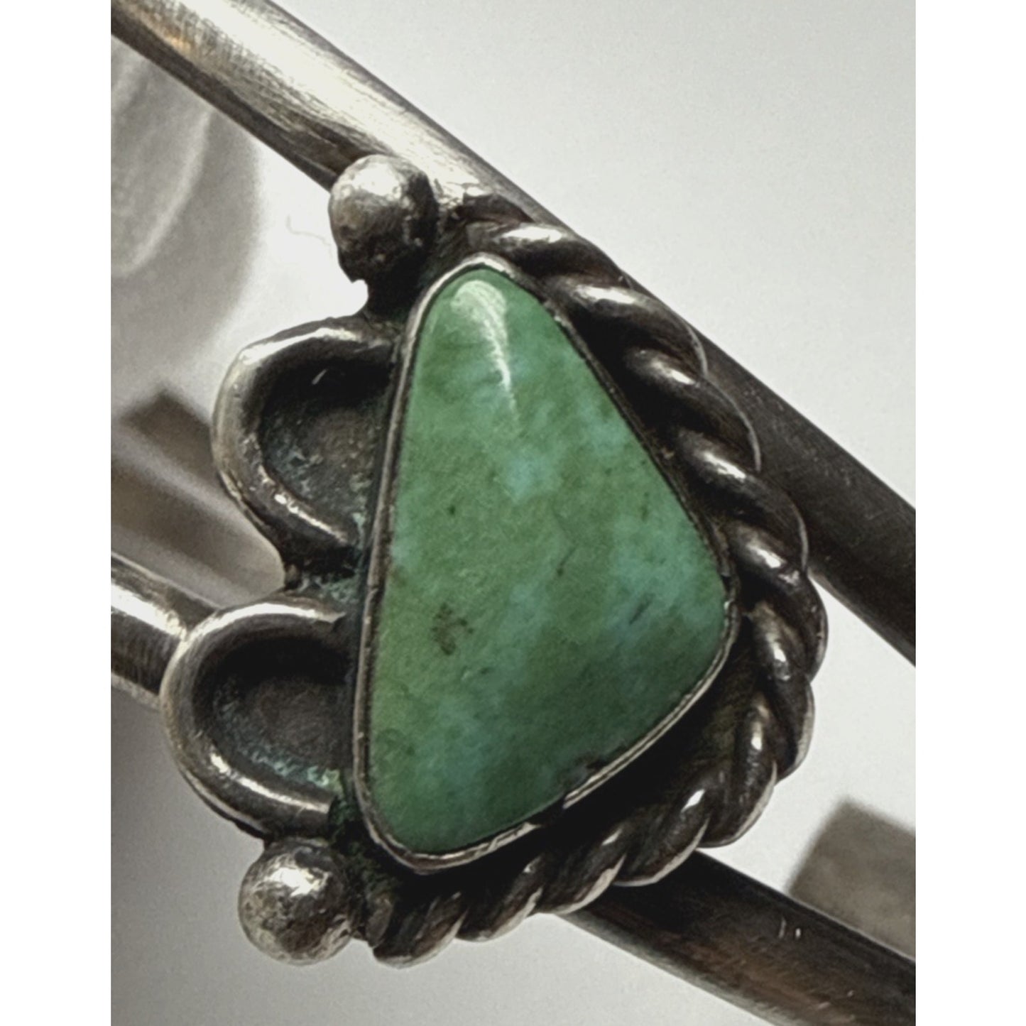 Vintage Native Sterling Silver Turquoise Cuff Bracelet Ornate 3 Stone As Is