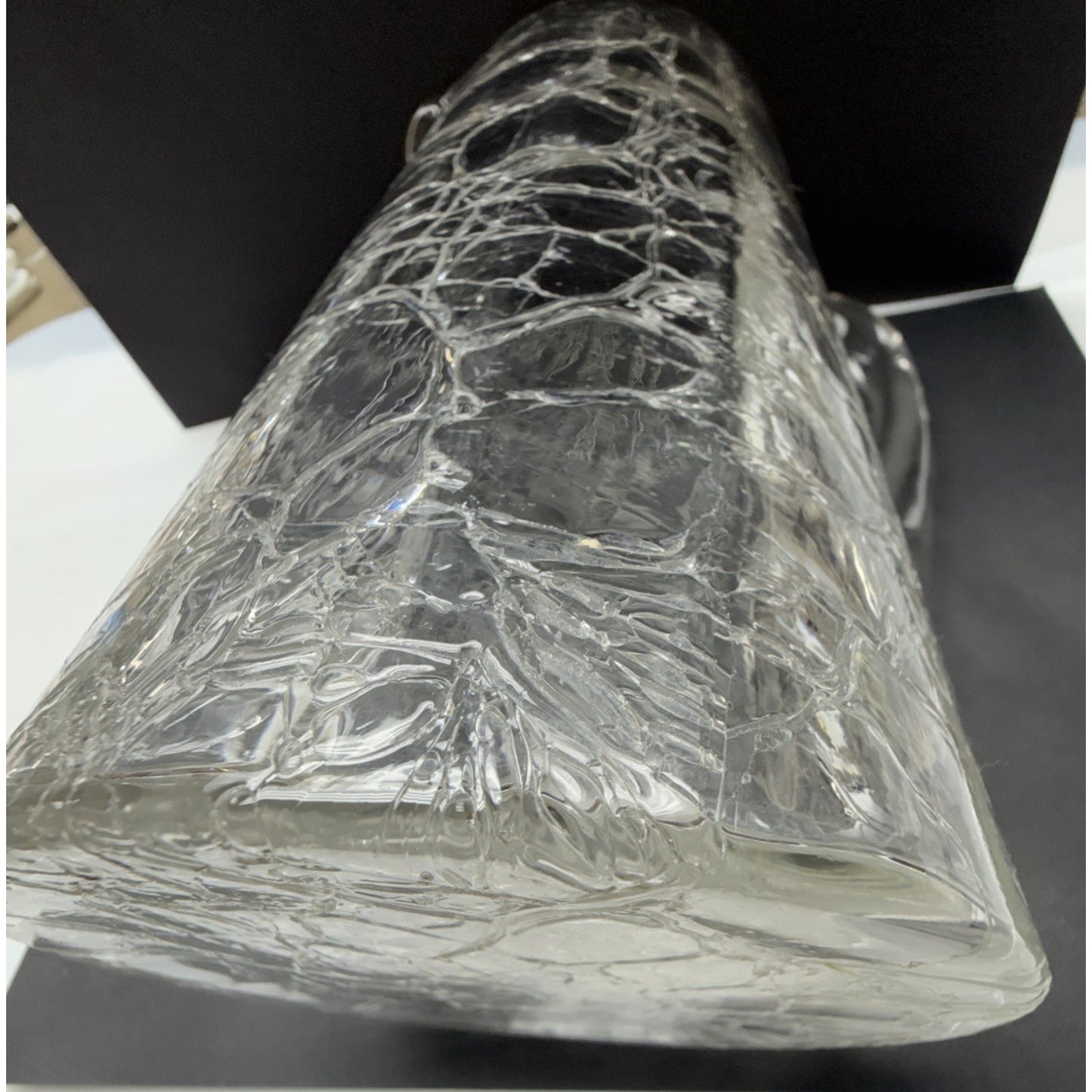 Victorian Kralik Loetz Moser Art Nouveau Glass Pitcher Jug Clear Crackle Ribbed