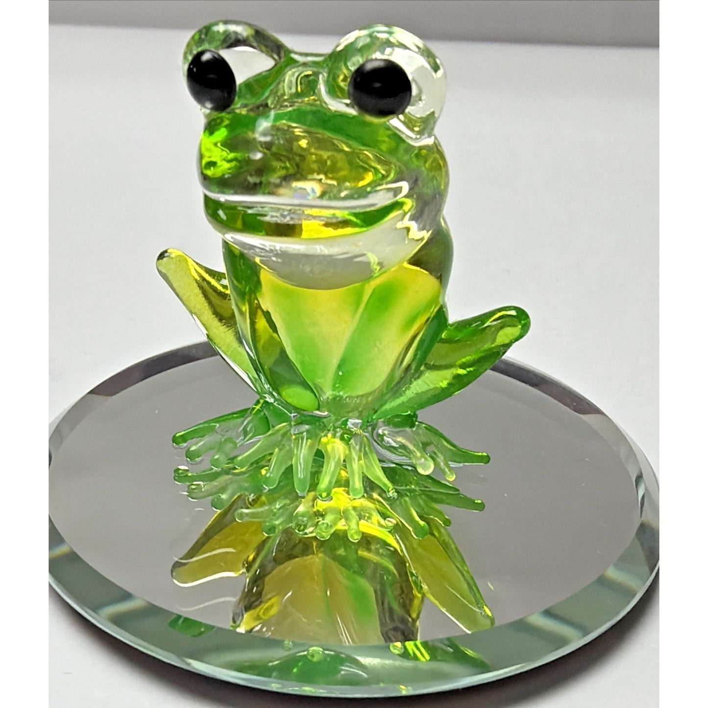 Vintage Glass Baron Green Frog On Mirror Smiling