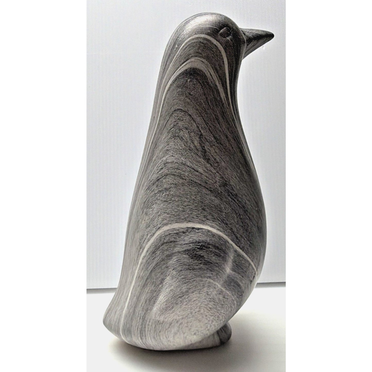 MCM Lot of 3 Ceramic Penguin Bird Figurines Marble Slate Glazed Black White Gray