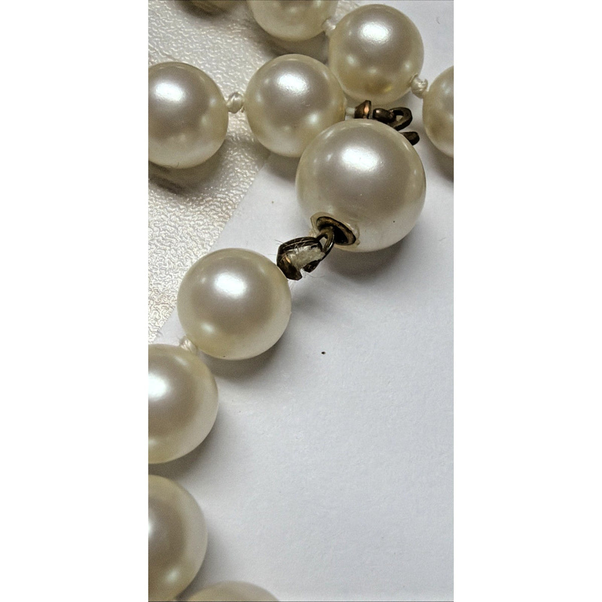 Vintage Long Faux Pearl Necklace Cream Hand Knotted Garland As Is Read