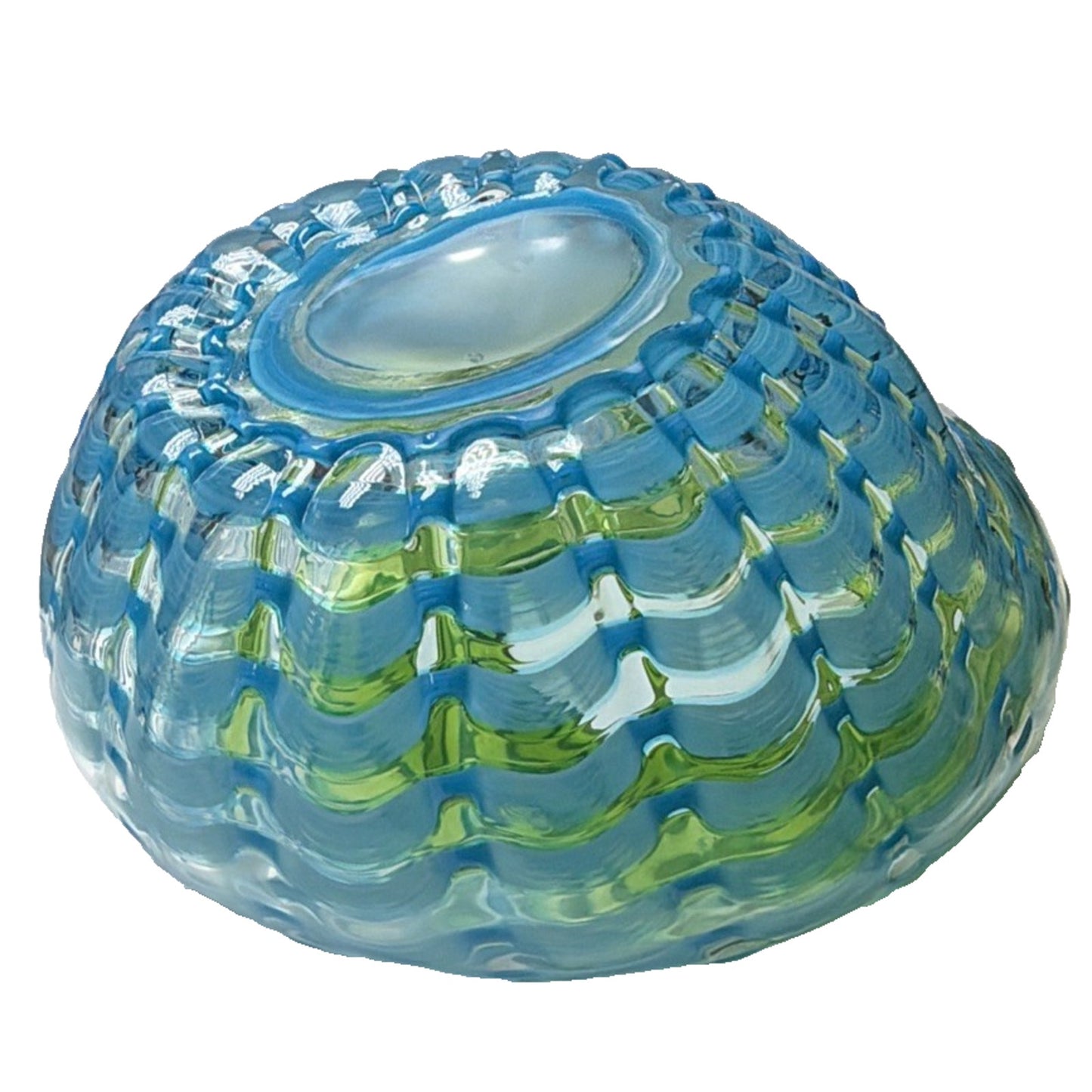 Dale Tiffany Waterfront Hand Blown Art Glass Green Blue Favrille Vase Bowl