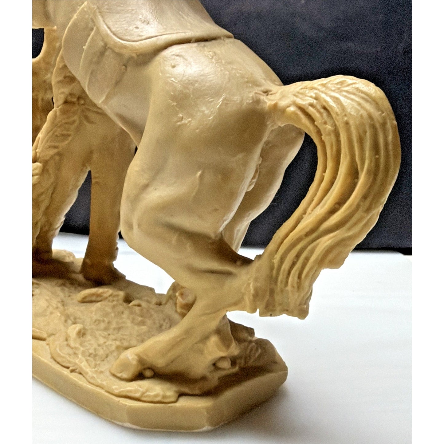 Vtg Italian Horse Sculpture Cowgirl Woman Domatrice Alabaster Composite Carving