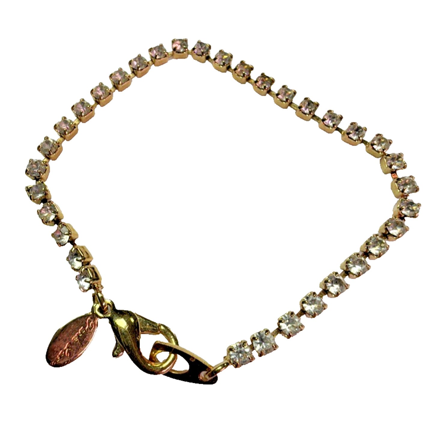 Vintage Park Lane Gold Tone Faceted Rhinestone Tennis Bracelet 7.25”