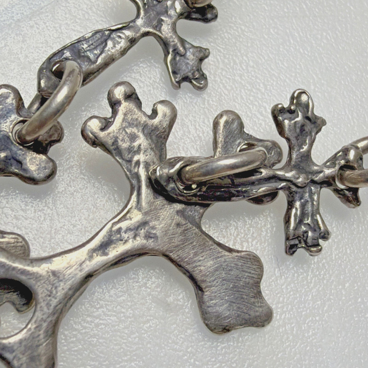 Brutalist Organic Cross Necklace Squash Blossom Turquoise Cabochon Bezel Read De