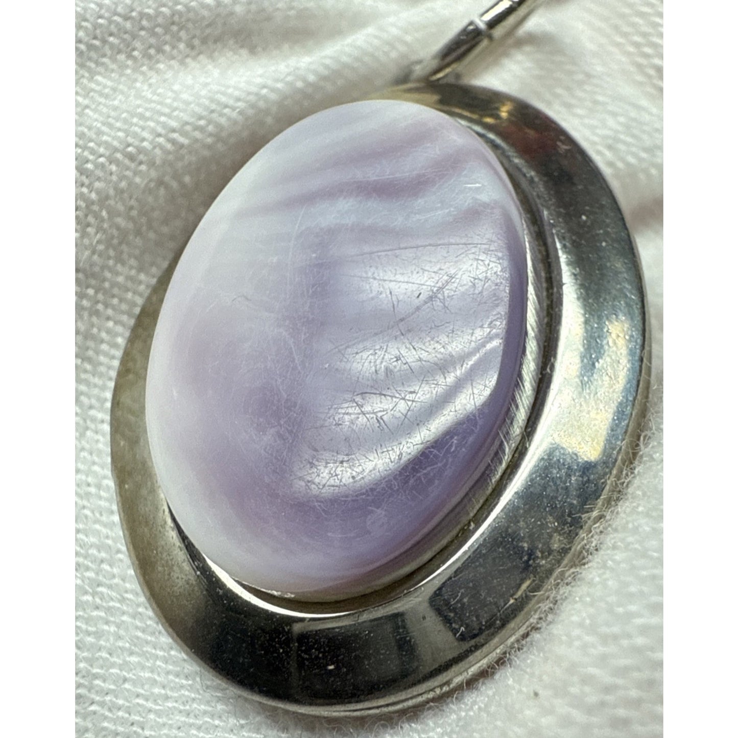 Vintage Purple Amethyst Stone Pendant Locket Silver Tone As Is