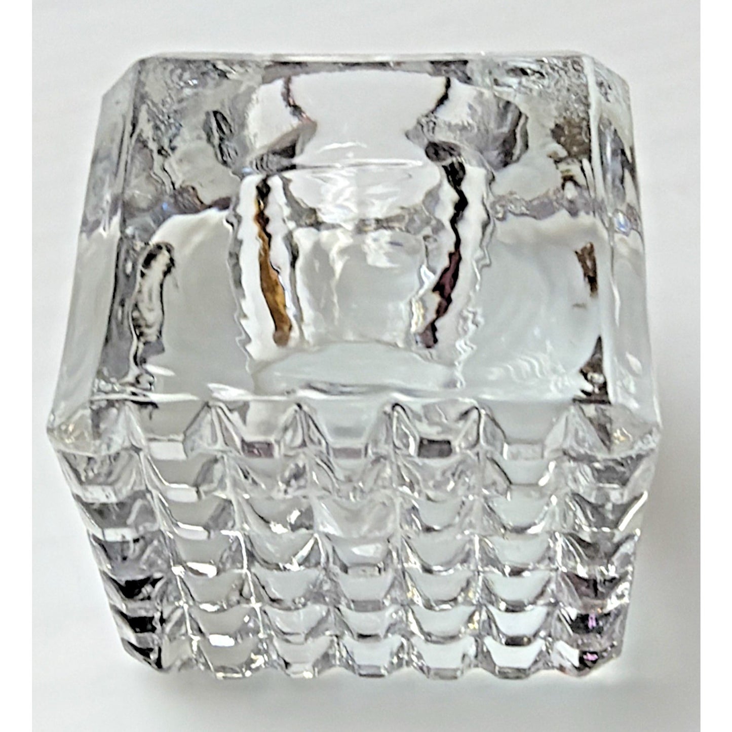 Antique Early American Glass Inkwell Pebbled Bottom Textured Block Lip