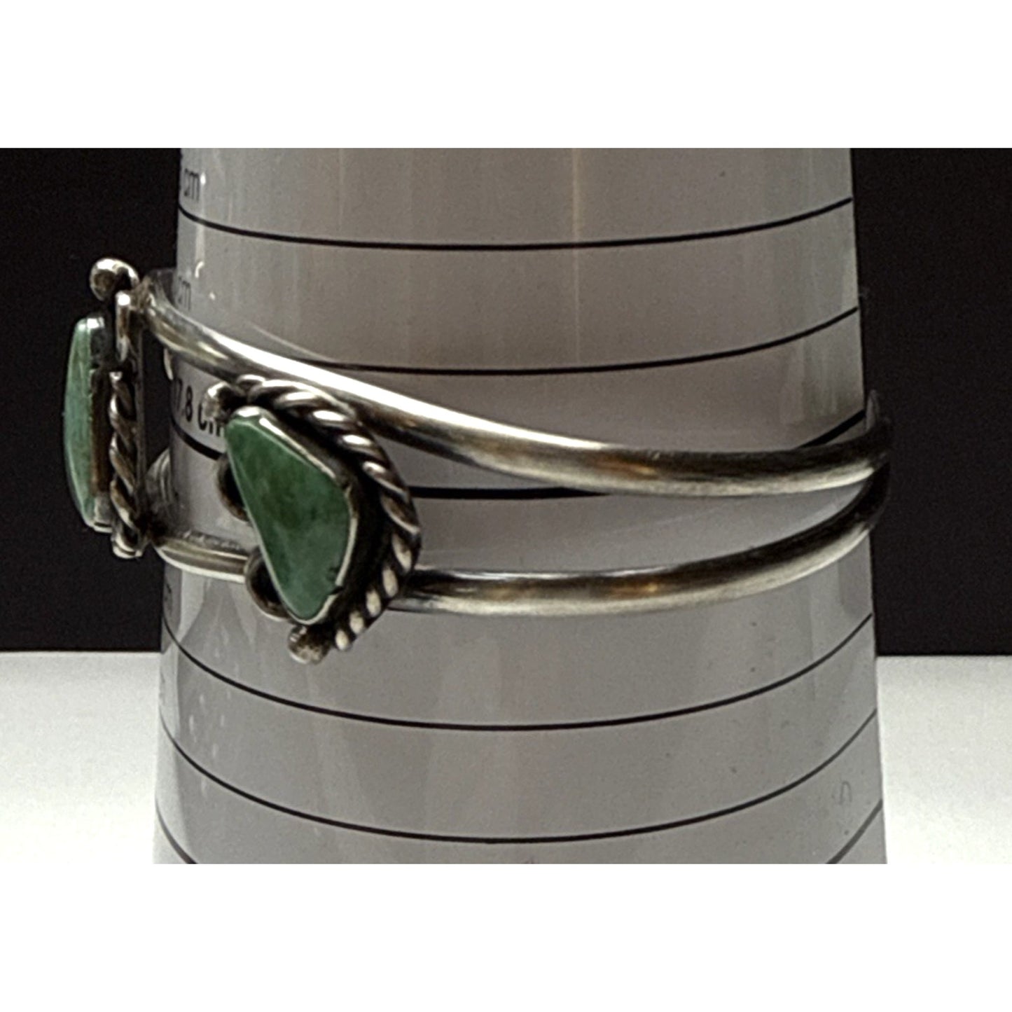 Vintage Native Sterling Silver Turquoise Cuff Bracelet Ornate 3 Stone As Is