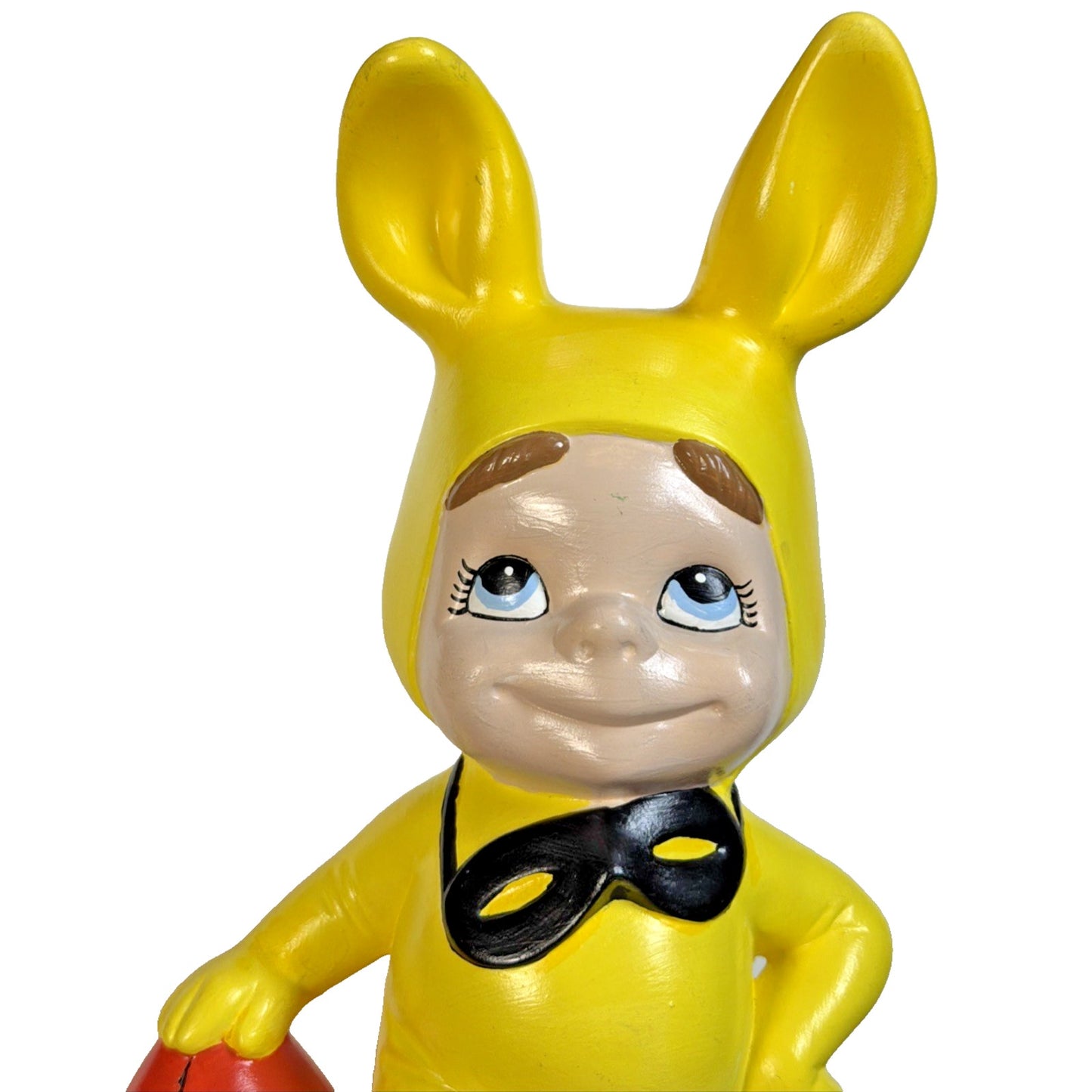 Vtg Atlantic Mold Ceramic Easter Bunny Boy Smiling Costume Mask Egg Hand Painted