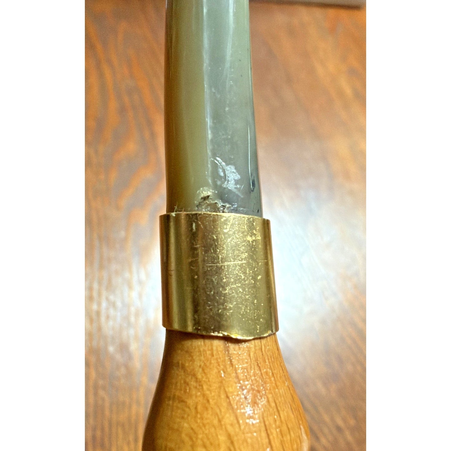 Vintage Poodle Dog Head Shoe Horn Bamboo Wood Chain Lucite Resin Plastic Metal