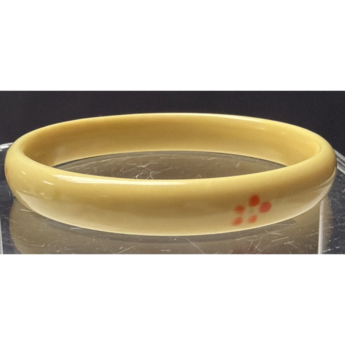 Vintage Bakelite Cream Ivory Painted Bangle Bracelet