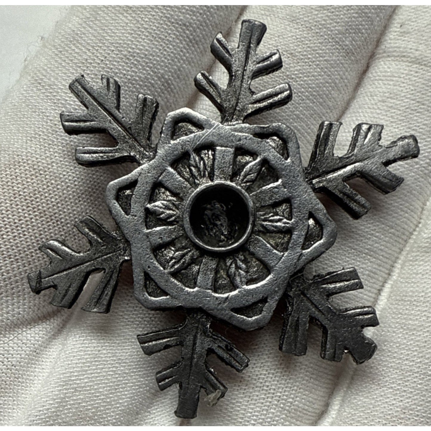 Vintage Lot of 4 Metzke Pewter Snowflake Taper Candle Holders