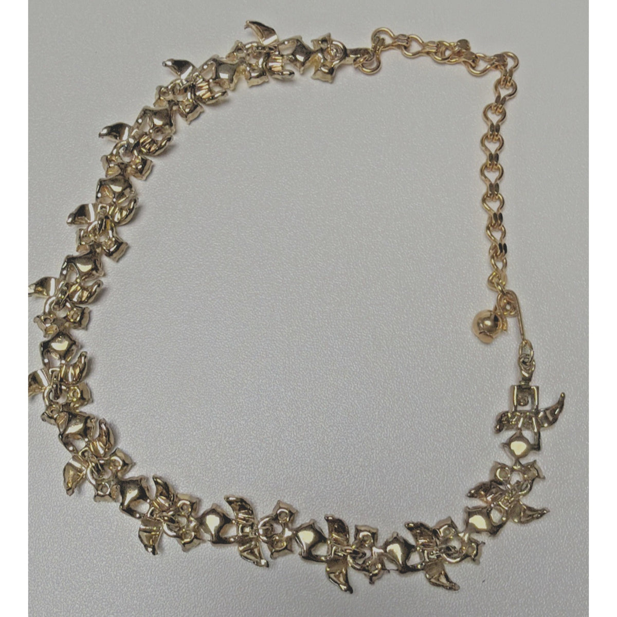 Vintage Aurora Borealis Crystal Choker Link Gold Tone Necklace Adjustable As Is