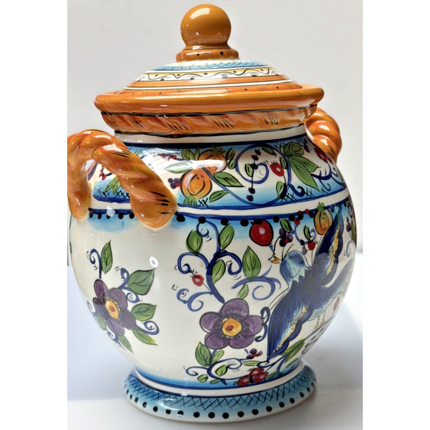 Dario Farrucci Designs Villa Paradiso Canister Cookie Jar Handles 9.25 in