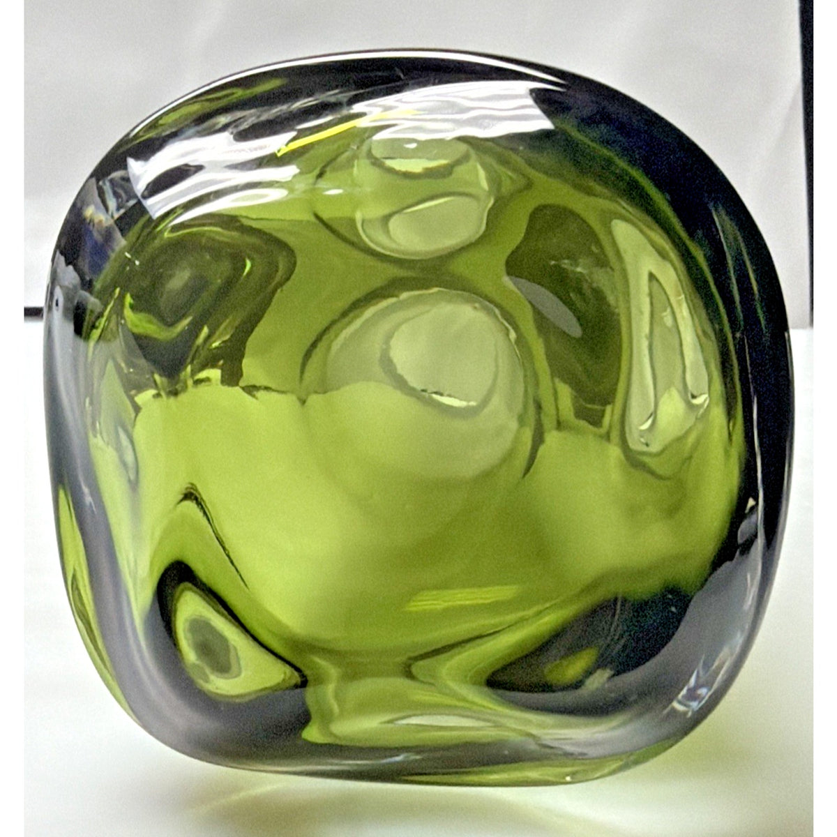 MCM Iittala Finland Anna Olive Green Glass Vase Jorma Vennola As Is Read