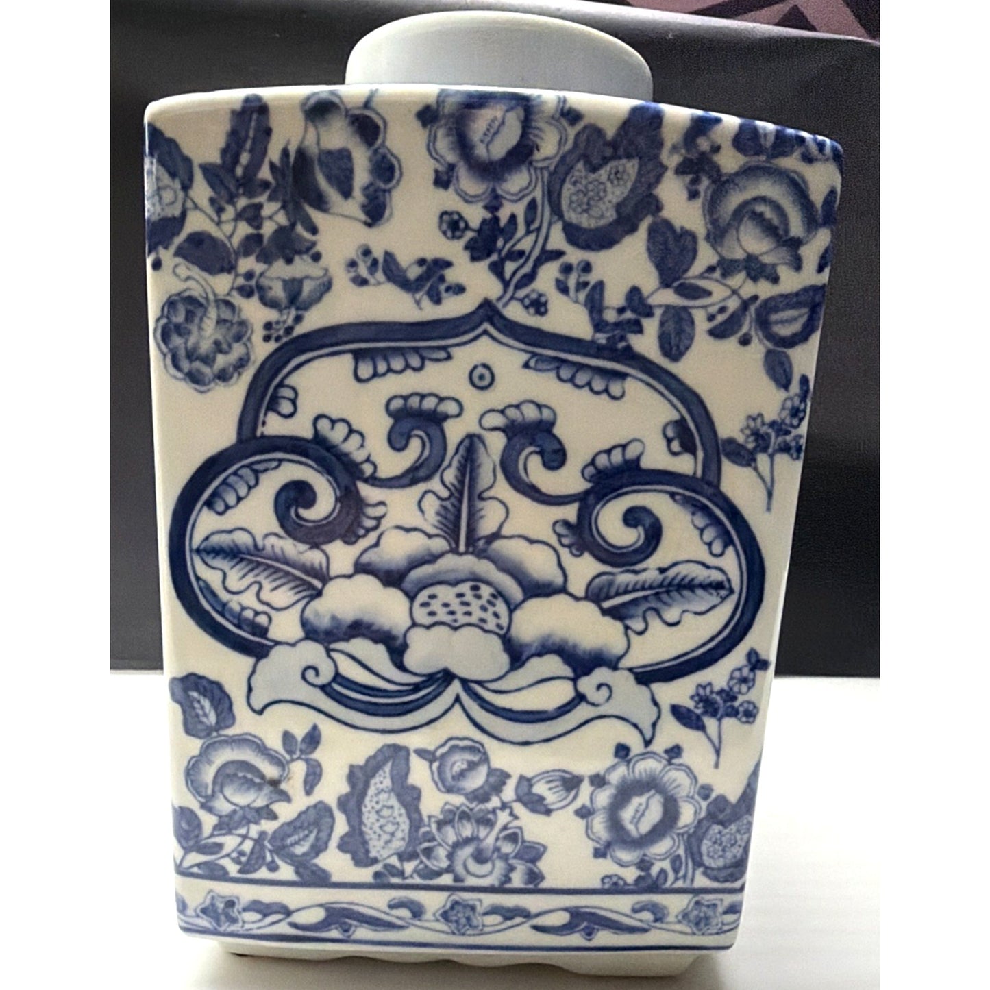 Vintage Bombay Co Canister Chinese Famille Rose Blue White Chinoiserie Large Jar
