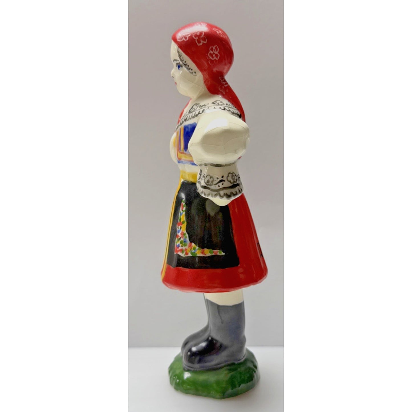 Vintage Czech Bohemia Polish Girl Porcelain Figurine Traditional Dress As Is