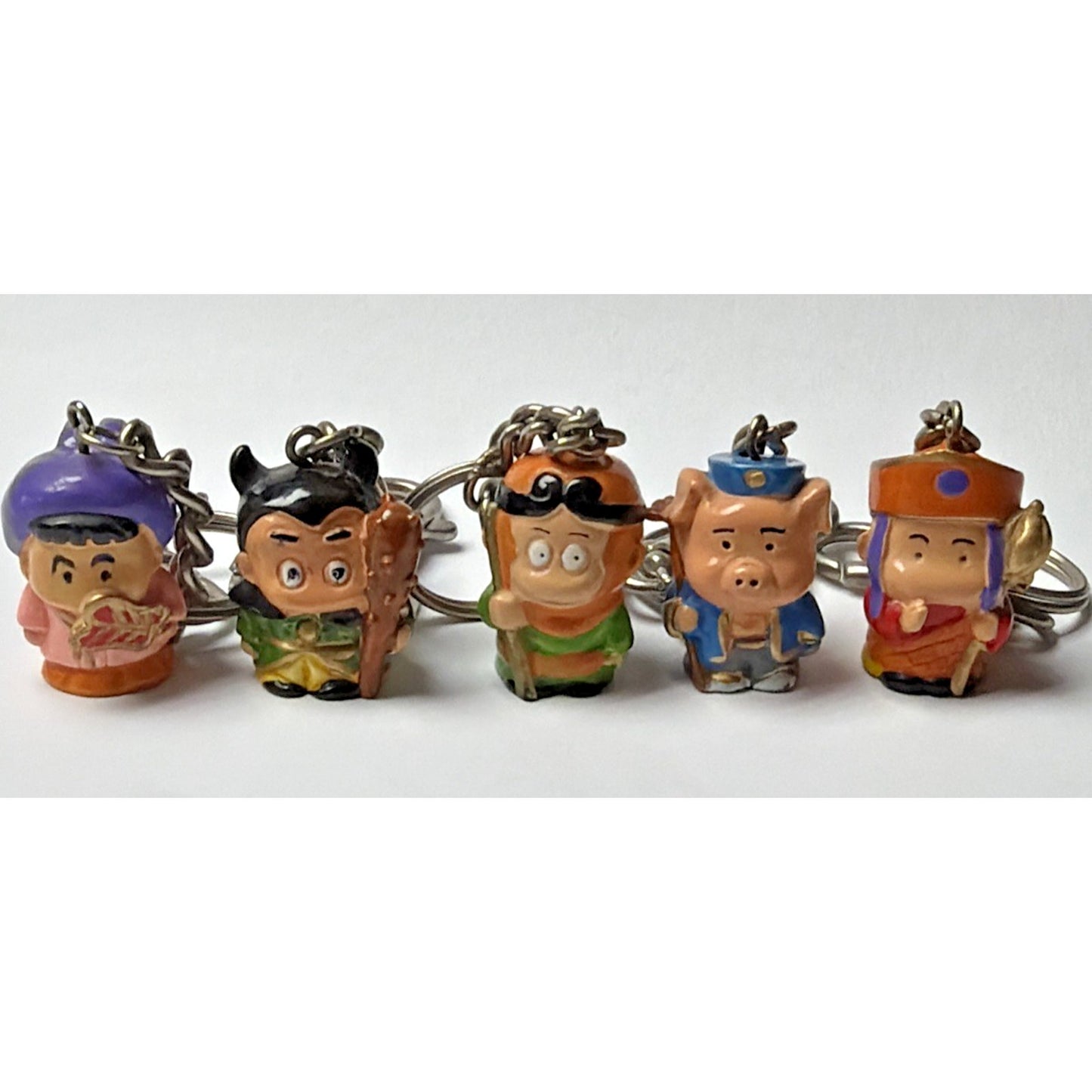 Vintage Lot of 5 Japanese Asian Folklore Keychains Anime Figurines As Is