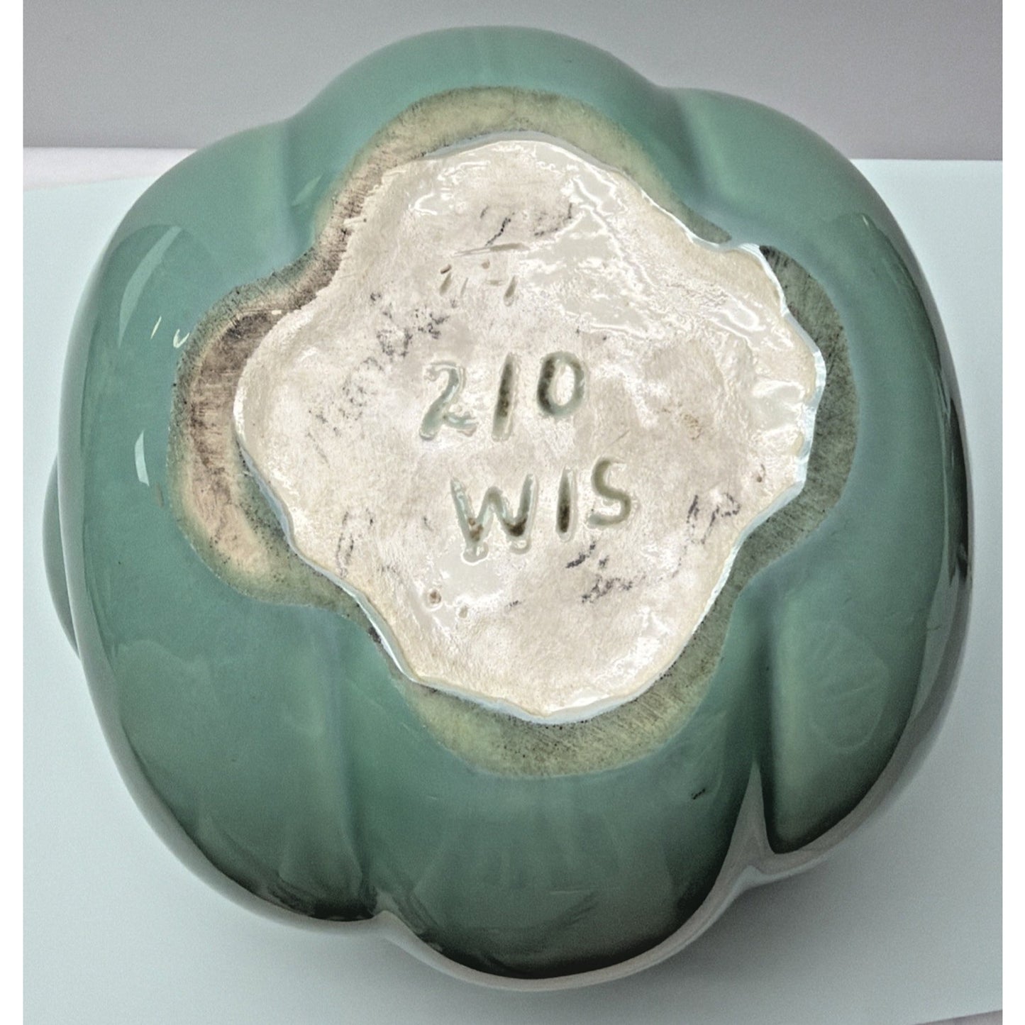 MCM Pittsville Art Pottery Vase Wisconsin 210 WIS Pillow Vase Turquoise Green