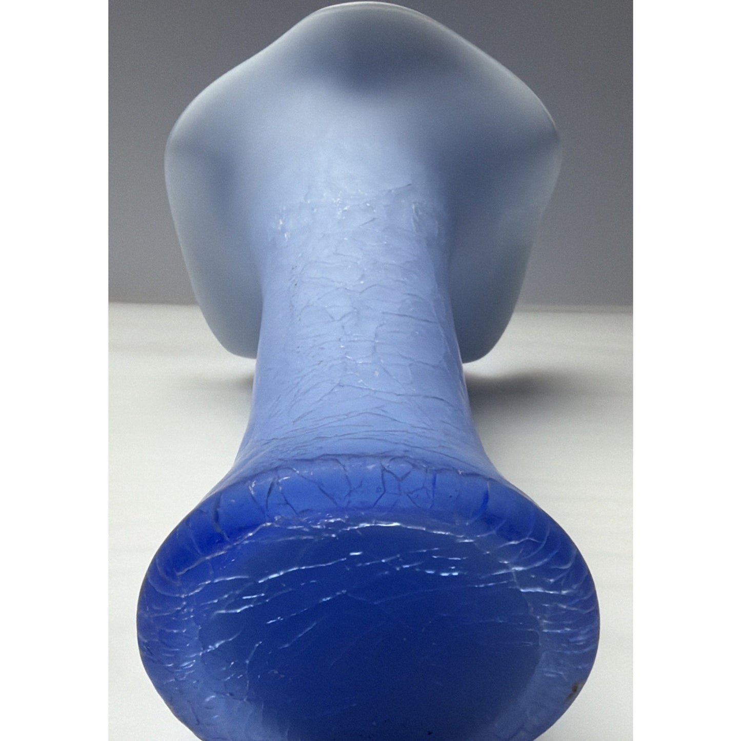 Victorian Powder Blue Crackle Glass Jack Pulpit Vase Cased White Purple Glow