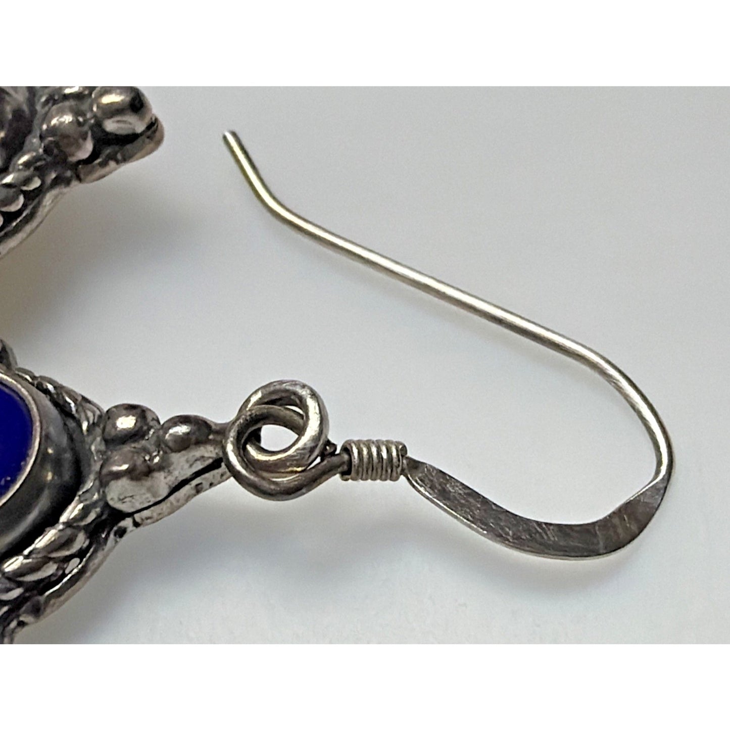 Vintage 5 Star Sterling Silver Southwest Cabochon Lapis Lazuli Dangle Earrings