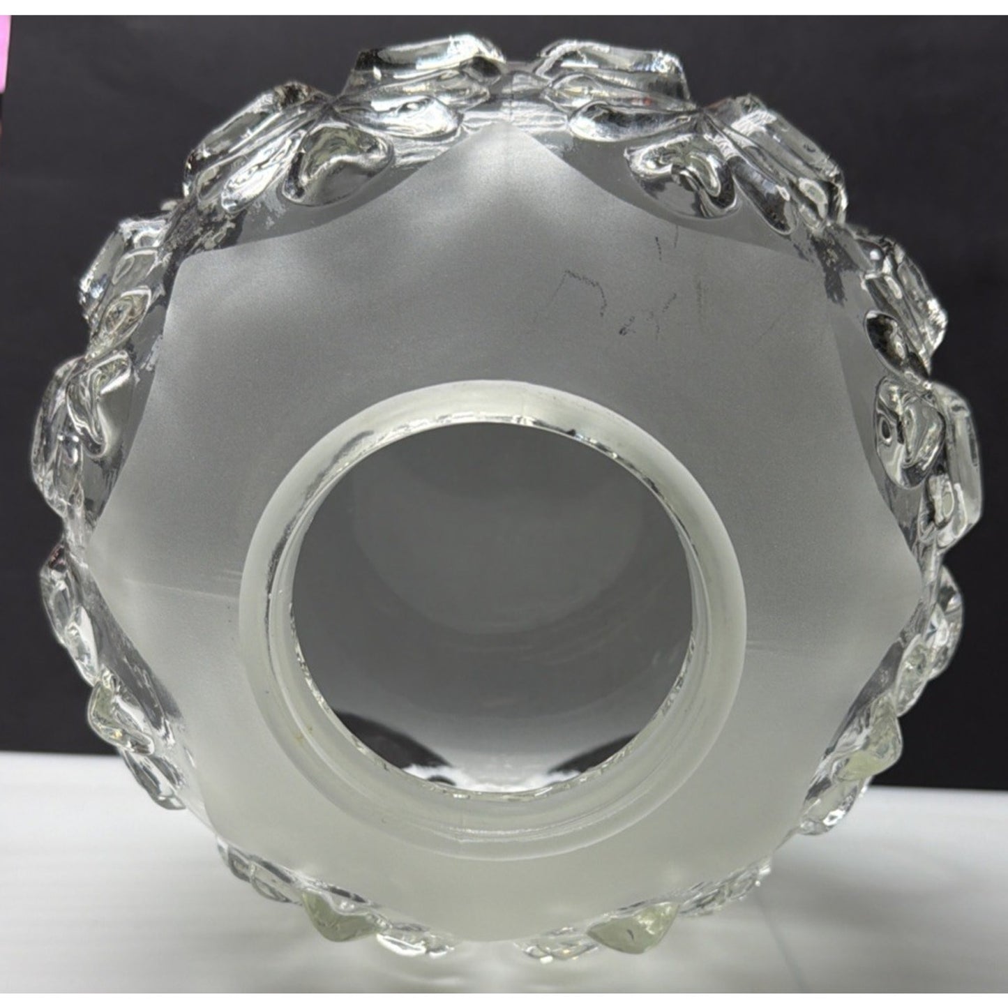 Hollywood Regency Glass Ceiling Light Lamp Globe Shade Satin Ornate Puffy As Is